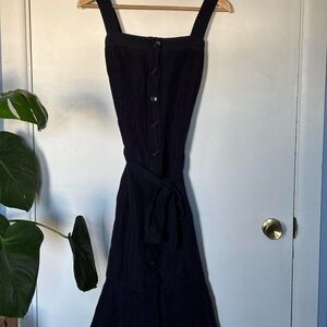 Navy Banana Republic midi dress with button-up front